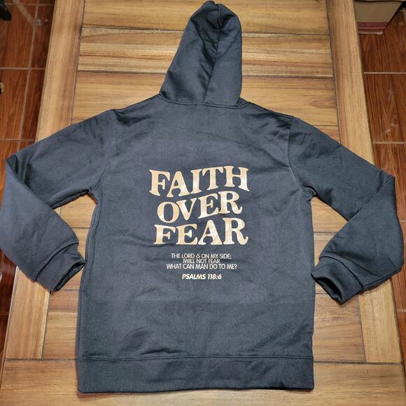 Faith Over Fear Black Unisex Hoodie "Psalms 118:6" - Size Large - Picture 1 of 7